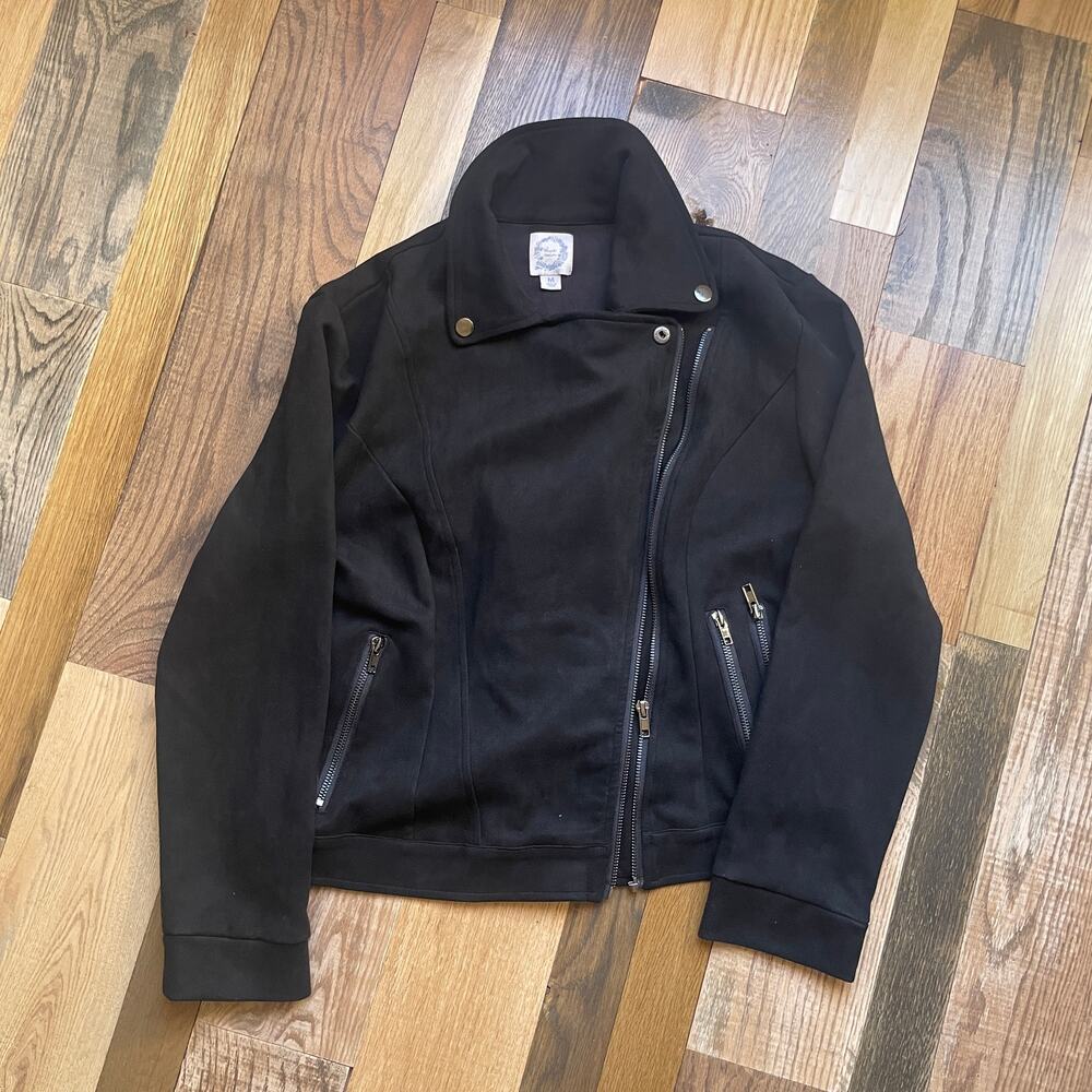 Blue Rain Black Moto Jacket M Minimalist Quiet Luxury Zip Jacket
